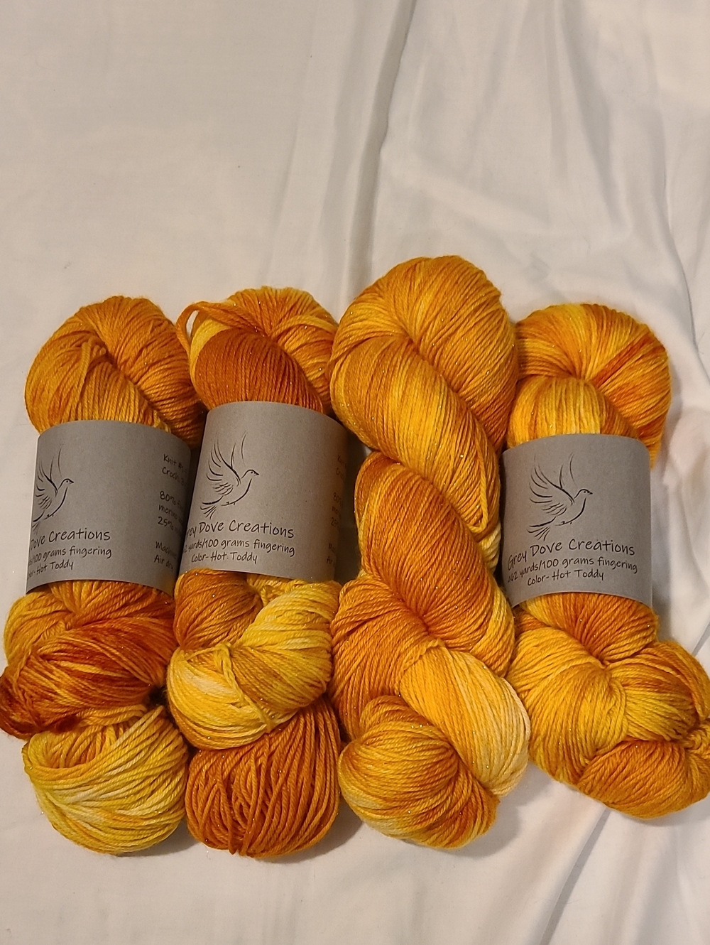 Hand-Dyed Yarn 4 Pk, Colorway Hot Toddy, By Grey Dove Creations, Fingering